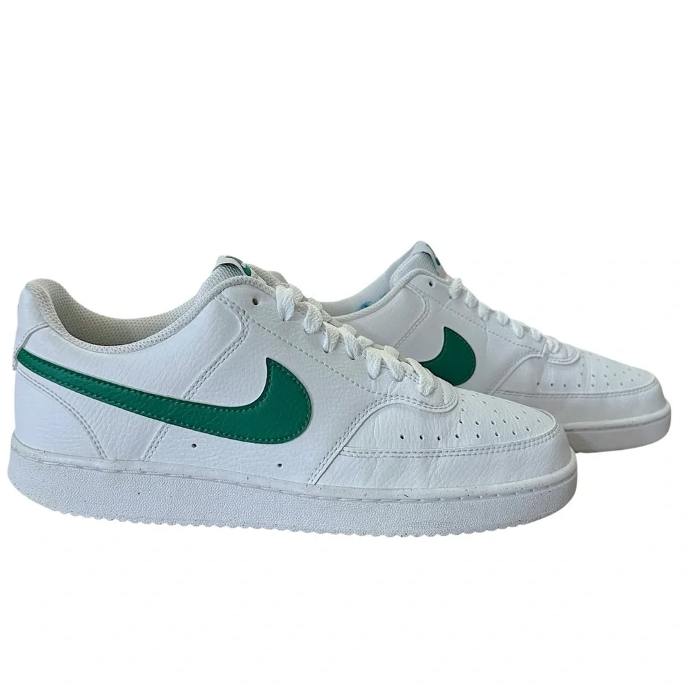 NIKE Court Vision Low Next Nature White Green Lace Up Men’s Athletic Shoe 8.5